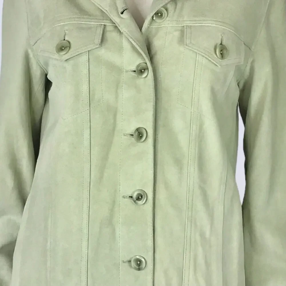 Levi's Strauss Suede Jacket Vintage Light Pastel Green Truckers Coat Medium